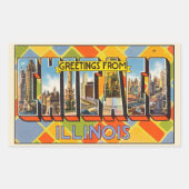 Sticker Rectangulaire Salutations de Chicago, Illinois, (Devant)