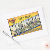 Sticker Rectangulaire Salutations De Detroit Michigan, Vintage (Enveloppe)