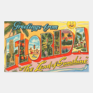 Sticker Rectangulaire Salutations de la carte postale Vintage Floride