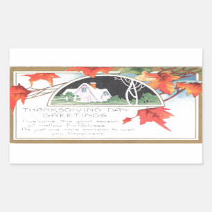Sticker Rectangulaire Salutations de la journée de Thankesgiving Maison