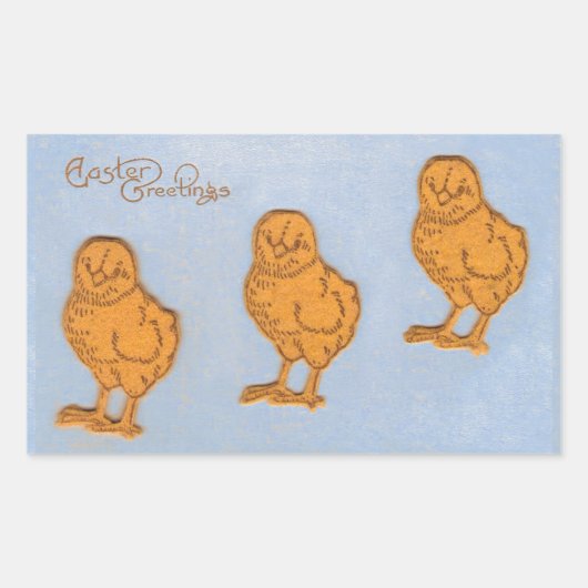Sticker Rectangulaire Salutations de Pâques Chicks Bleu (Devant)
