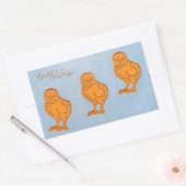 Sticker Rectangulaire Salutations de Pâques Chicks Bleu (Enveloppe)