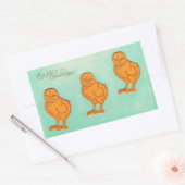 Sticker Rectangulaire Salutations de Pâques Chicks Vert (Enveloppe)