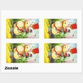 Sticker Rectangulaire Salutations de Pâques Whimsical : Rider sur Giant  (Feuille)