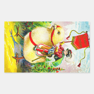 Sticker Rectangulaire Salutations de Pâques Whimsical : Rider sur Giant