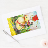 Sticker Rectangulaire Salutations de Pâques Whimsical : Rider sur Giant  (Enveloppe)
