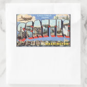 Sticker Rectangulaire Salutations de Seattle Washington, Vintage (Sac)