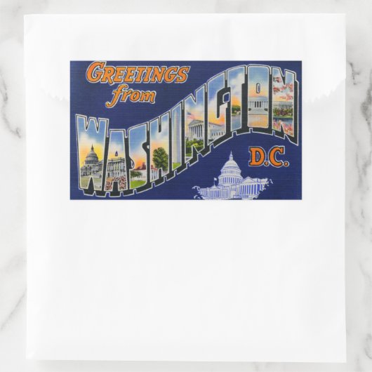Sticker Rectangulaire Salutations de Washington DC ! (Sac)