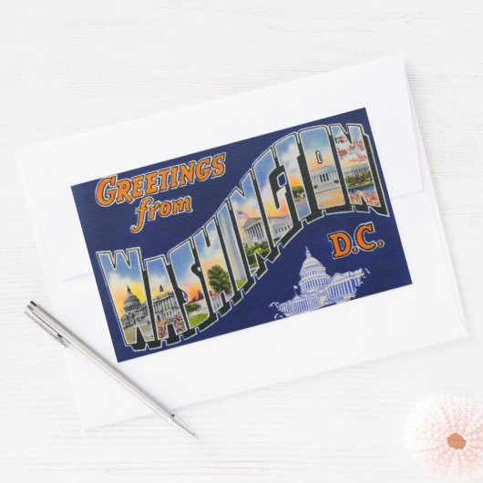 Sticker Rectangulaire Salutations de Washington DC ! (Enveloppe)