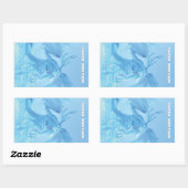 Sticker Rectangulaire Salutations d'hiver. Dragon de glace avec bois (Feuille)