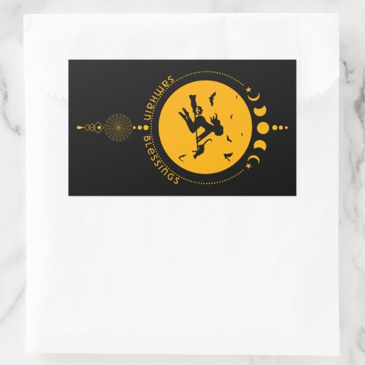 Sticker Rectangulaire Samhain Blessings, sorcière (Sac)