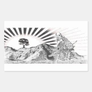 Sticker Rectangulaire Samouraï warrior and raising sun - M1