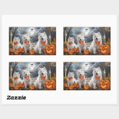 Sticker Rectangulaire Samoyed Halloween Éffrayant (Feuille)
