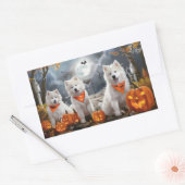 Sticker Rectangulaire Samoyed Halloween Éffrayant (Enveloppe)