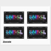 Sticker Rectangulaire Samuel - Le nom Samuel en lumières 3D (Photo (Feuille)