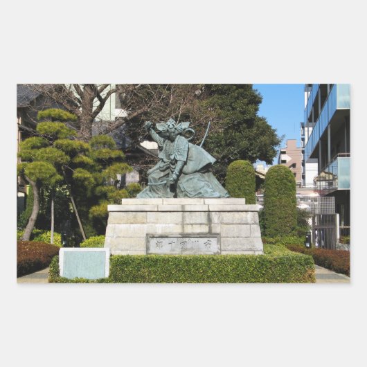 Sticker Rectangulaire Samurai Kamakura Gongoro Kagemasa Kabuki Statue (Devant)