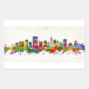 Sticker Rectangulaire San Francisco California Skyline