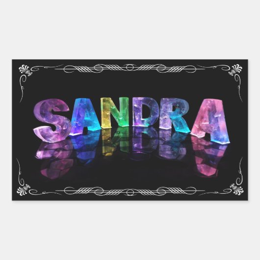 Sticker Rectangulaire Sandra - Le nom Sandra en lumières 3D (Photo (Devant)