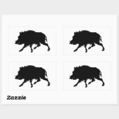 Sticker Rectangulaire Sanglier ou cochon sauvage Elégant Silhouette (Feuille)
