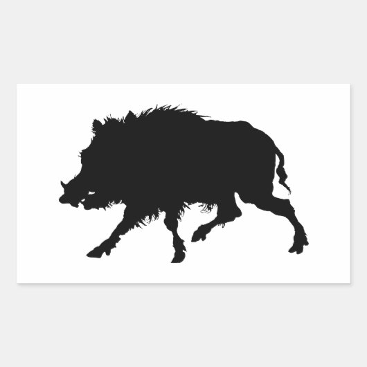 Sticker Rectangulaire Sanglier ou cochon sauvage Elégant Silhouette (Devant)