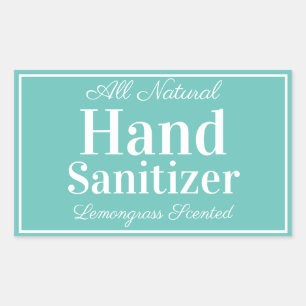 Sticker Rectangulaire Sanitier à main turquoise et blanc personnalisé