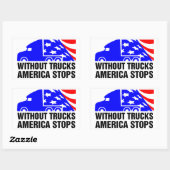 Sticker Rectangulaire Sans Camions L'Amérique arrête Semi Camion US Drap (Feuille)