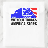 Sticker Rectangulaire Sans Camions L'Amérique arrête Semi Camion US Drap (Sac)