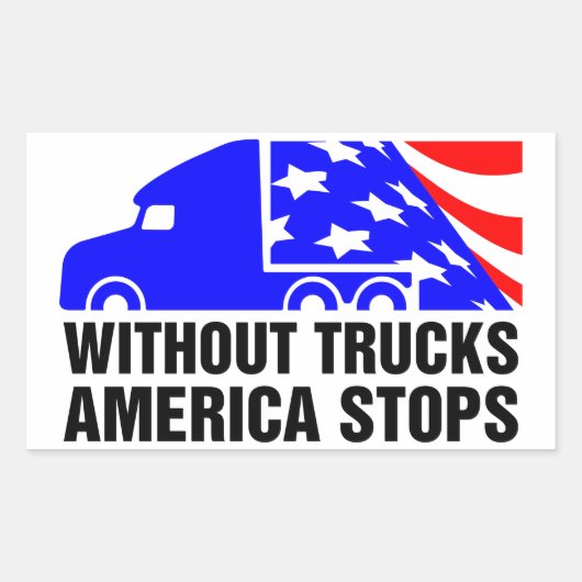 Sticker Rectangulaire Sans Camions L'Amérique arrête Semi Camion US Drap (Devant)