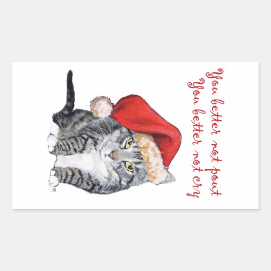Sticker Rectangulaire Santa Cat - Vous feriez mieux de ne pas bouder ! (Devant)