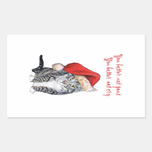 Sticker Rectangulaire Santa Cat - Vous feriez mieux de ne pas bouder !