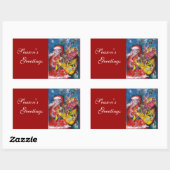 STICKER RECTANGULAIRE SANTA CLAUS AVEC CADEAUX (Feuille)
