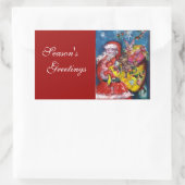 STICKER RECTANGULAIRE SANTA CLAUS AVEC CADEAUX (Sac)