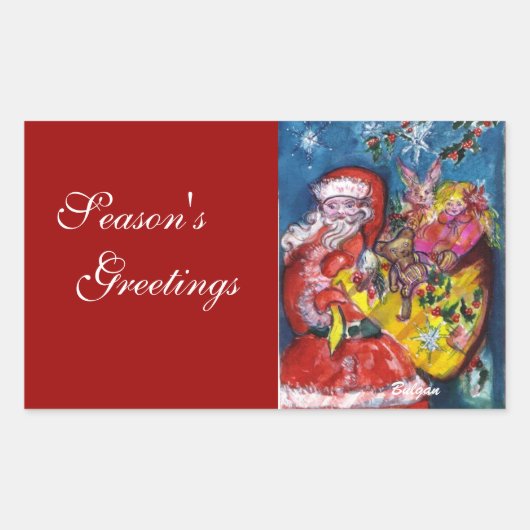 STICKER RECTANGULAIRE SANTA CLAUS AVEC CADEAUX (Devant)
