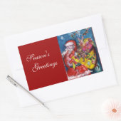 STICKER RECTANGULAIRE SANTA CLAUS AVEC CADEAUX (Enveloppe)