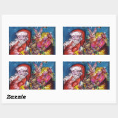 STICKER RECTANGULAIRE SANTA CLAUS AVEC CADEAUX (Feuille)