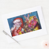 STICKER RECTANGULAIRE SANTA CLAUS AVEC CADEAUX (Enveloppe)