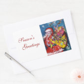 STICKER RECTANGULAIRE SANTA CLAUS AVEC CADEAUX (Enveloppe)