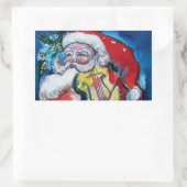 STICKER RECTANGULAIRE SANTA CLAUS AVEC VIOLIN (Sac)