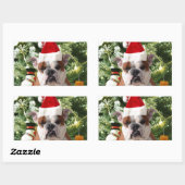 Sticker Rectangulaire Santa Hat Bulldog Christmas Tree Snowman boîte cad (Feuille)