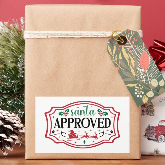 Sticker Rectangulaire Santa Noël festif approuvé (vacances)