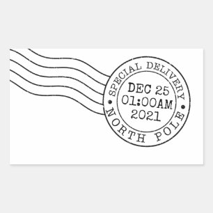 Sticker Rectangulaire santa north pole express delivery secret gift post