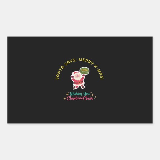 STICKER RECTANGULAIRE SANTA SAYS: MERRY X-MAS (Devant)
