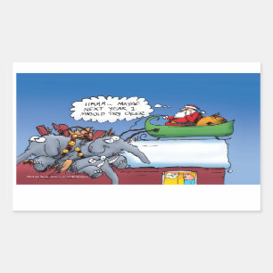 Sticker Rectangulaire Santas Elephants Drôle Caricature de vacances
