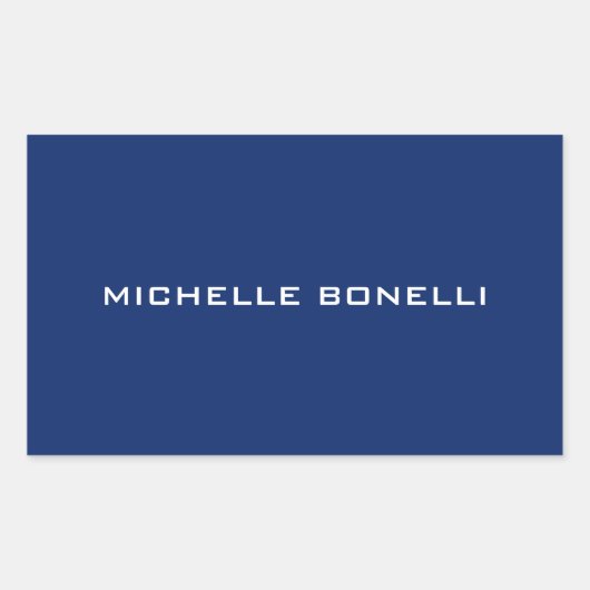 Sticker Rectangulaire Sapphire Bleu Minimaliste Plaque Lisible Moderne (Devant)