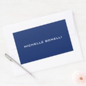 Sticker Rectangulaire Sapphire Bleu Minimaliste Plaque Lisible Moderne (Enveloppe)