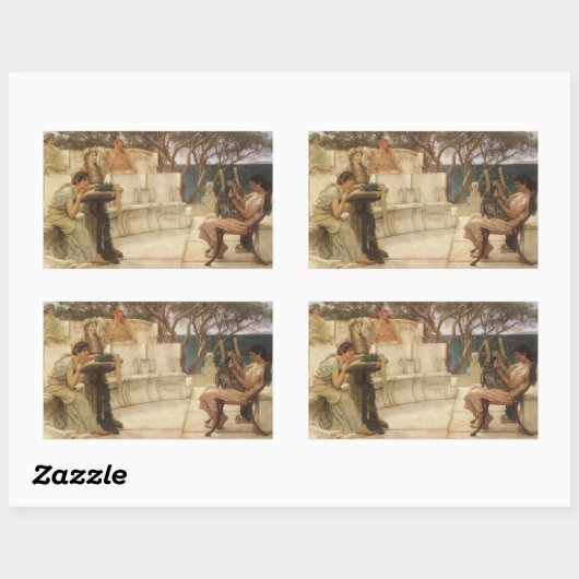 Sticker Rectangulaire Sappho et Alcaeus par Sir Lawrence Alma Tadema (Feuille)