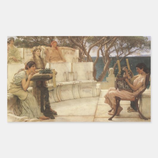 Sticker Rectangulaire Sappho et Alcaeus par Sir Lawrence Alma Tadema (Devant)
