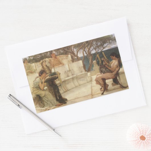 Sticker Rectangulaire Sappho et Alcaeus par Sir Lawrence Alma Tadema (Enveloppe)