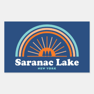 Sticker Rectangulaire Saranac Lake New York Rainbow
