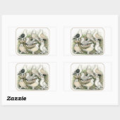 Sticker Rectangulaire Satinettes de pigeons de frill classique (Feuille)